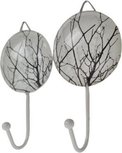 Ophanghaakje - Haakje - Takken - Deurhaakje - Kapstok Haakje - Wit - Metaal / Glas - Set van 2 Ophanghaakje - Haakje - Takken - Deurhaakje - Kapstok Haakje - Wit - Metaal / Glas - Set van 2