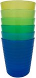 Kinderbekers JENSEN - Kampeer bekers - Campingbekers - Picknicken - Geel / Groen / Blauw - Kunststof - 6 stuks Kinderbekers JENSEN - Kampeer bekers - Campingbekers - Picknicken - Geel / Groen / Blauw - Kunststof - 6 stuks