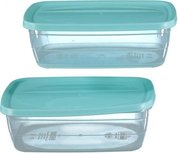 Vershouddozen set FOODIE - Mint / Transparant - Kunststof - Set van 2 - 2 L - Tupperware - Rechthoek - Eet container Vershouddozen set FOODIE - Mint / Transparant - Kunststof - Set van 2 - 2 L - Tupperware - Rechthoek - Eet container