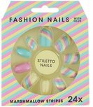 Fashion Nails nep nagels ''Marshmallow Stripes'' - Multicolor / Pastel - Kunststof - Set van 24 Fashion Nails nep nagels ''Marshmallow Stripes'' - Multicolor / Pastel - Kunststof - Set van 24
