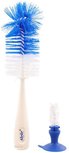 Baby Flessenborstel Met Zuignap - Blauw / Wit - Kunststof - 27 x 6 cm Baby Flessenborstel Met Zuignap - Blauw / Wit - Kunststof - 27 x 6 cm