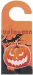 Halloween deurhanger met LED verlichting pompoen - Oranje / Zwart - Karton / Kunststof - Ca. 9 x 21 cm Halloween deurhanger met LED verlichting pompoen - Oranje / Zwart - Karton / Kunststof - Ca. 9 x 21 cm