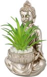 Boeddha met vetplantje - Zilver - Boeddha - Kunstplanten - 9.5 x 9.5 x 13 cm Boeddha met vetplantje - Zilver - Boeddha - Kunstplanten - 9.5 x 9.5 x 13 cm