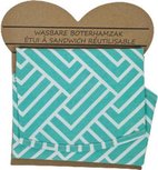 Wasbare Boterhamzak - Herbruikbaar - Turquoise / Wit - Katoen - Ø 36 cm Wasbare Boterhamzak - Herbruikbaar - Turquoise / Wit - Katoen - Ø 36 cm