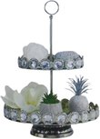 Etagere 2 lagen / Presenteerschaal - Zilver - 27 x 40 cm Etagere 2 lagen / Presenteerschaal - Zilver - 27 x 40 cm