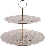 Sierlijke Etagere 2 Laags - Zilver - Rond - Metaal - Ø 25 x 23 cm Sierlijke Etagere 2 Laags - Zilver - Rond - Metaal - Ø 25 x 23 cm