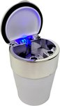 Auto Asbak met LED licht - Wit / Zilver - Kunststof / Metaal - Ø 8 x 12 cm Auto Asbak met LED licht - Wit / Zilver - Kunststof / Metaal - Ø 8 x 12 cm