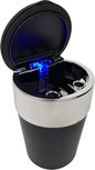 Auto Asbak met LED licht - Zwart / Zilver - Kunststof / Metaal - Ø 8 x 12 cm Auto Asbak met LED licht - Zwart / Zilver - Kunststof / Metaal - Ø 8 x 12 cm