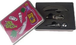 3-delige wijnset / barset in geschenkdoos - Cadeautip - Zilver - RVS -Flessenopener, kurkentrekker, sluitstop, schenktuit 3-delige wijnset / barset in geschenkdoos - Cadeautip - Zilver - RVS -Flessenopener, kurkentrekker, sluitstop, schenktuit