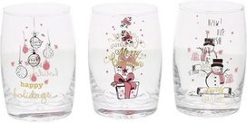 Kerstglazen LETITIA - Roze / Transparant - Glas - 250 ml - Set van 3 glazen Kerstglazen LETITIA - Roze / Transparant - Glas - 250 ml - Set van 3 glazen