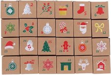 Adventdoosjes met kerstprint - Bruin / Multicolor - Karton - 31 x 5 x 21 cm Adventdoosjes met kerstprint - Bruin / Multicolor - Karton - 31 x 5 x 21 cm