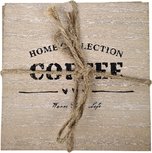 Houten Onderzetters COFFEE - Bruin - Hout - Anti Slip - Vierkant - 10 x 10 cm - Set van 4 Houten Onderzetters COFFEE - Bruin - Hout - Anti Slip - Vierkant - 10 x 10 cm - Set van 4