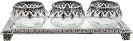 Theelichthouder Set JAZZIE - Barok - Transparant / Zilver - Glas / Metaal - 27 x 12 x 7 cm - 4 Delig - Waxinelichthouder – Waxinelicht – Gezellig – Sfeer – Kerst – Feestdagen – Licht – Wintertijd – Herfst – Thuis – Woonkamer – Interieur – Decoratie – Cadeau Theelichthouder Set JAZZIE - Barok - Transparant / Zilver - Glas / Metaal - 27 x 12 x 7 cm - 4 Delig - Waxinelichthouder – Waxinelicht – Gezellig – Sfeer – Kerst – Feestdagen – Licht – Wintertijd – Herfst – Thuis – Woonkamer – Interieur – Decoratie – Cadeau