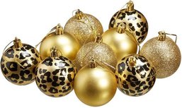 Luxe kerstballen - Goud - Panter print - Set van 10 - Kerst - Kerstboom versiering Luxe kerstballen - Goud - Panter print - Set van 10 - Kerst - Kerstboom versiering