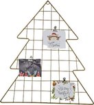 Wandrek Kerstboom kaarten rek met knijpers - Memo rek - Kerst - Goud - Metaal - 47 x 42 cm Wandrek Kerstboom kaarten rek met knijpers - Memo rek - Kerst - Goud - Metaal - 47 x 42 cm