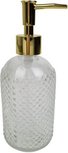 Zeepdispenser NOELL - Transparant / Goud - Glas - Ø 8 x 20 cm Zeepdispenser NOELL - Transparant / Goud - Glas - Ø 8 x 20 cm