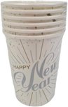 Party Cups - Paper Cups - Wit - Patronen - Papieren bekers - Feest - Nieuw jaar - Vuurwerk - 6 stuks Party Cups - Paper Cups - Wit - Patronen - Papieren bekers - Feest - Nieuw jaar - Vuurwerk - 6 stuks