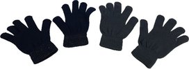 Kids handschoenen effen en glitter - Grijs / Donkerblauw - Elastaan - Acryl - One Size - Set van 2 paar Kids handschoenen effen en glitter - Grijs / Donkerblauw - Elastaan - Acryl - One Size - Set van 2 paar