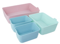 Flexibele mini opbergmandjes FERNANDO - set van 4 - Blauw/Groen/Roze - Kunststof - Voorraadbakjes - Opbergbakjes Flexibele mini opbergmandjes FERNANDO - set van 4 - Blauw/Groen/Roze - Kunststof - Voorraadbakjes - Opbergbakjes