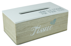 Tissuebox / Tissuehouder JOUKE - Bruin/Wit - Hout - 25x14x9.5cm Tissuebox / Tissuehouder JOUKE - Bruin/Wit - Hout - 25x14x9.5cm