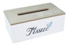 Tissuebox / Tissuehouder JOUKE - Wit/Bruin - Hout - 25x14x9.5cm Tissuebox / Tissuehouder JOUKE - Wit/Bruin - Hout - 25x14x9.5cm