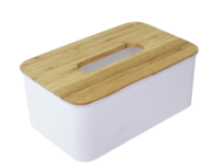 Tissuebox / Tissuehouder ANTONIA - Wit/Bruin - Kunststof/Hout - 22x13.5x9cm Tissuebox / Tissuehouder ANTONIA - Wit/Bruin - Kunststof/Hout - 22x13.5x9cm