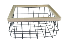 Draadmand met bamboe rand JIM - Zwart - Maat L - 31x31x15cm Draadmand met bamboe rand JIM - Zwart - Maat L - 31x31x15cm
