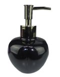 Luxe zeepdispenser STEVE - Zwart - Glas / Kunststof - 8 x 8 x13 cm - Appel vorm Luxe zeepdispenser STEVE - Zwart - Glas / Kunststof - 8 x 8 x13 cm - Appel vorm