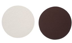 Dubbelzijdige luxe onderzetter NAUD - Wit / Donkerbruin - Leder - Rond - Ø10 cm - Set van 6 Dubbelzijdige luxe onderzetter NAUD - Wit / Donkerbruin - Leder - Rond - Ø10 cm - Set van 6