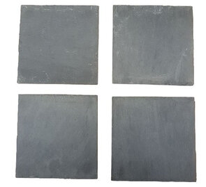 Luxe onderzetter DERK - Antraciet - Leisteen - Vierkant - 10 x 10 cm - Set van 4