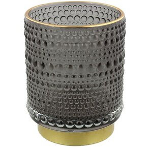 Theelichthouder SELINA - Zwart / Goud - Glas - Ø 7 x h 9.5 cm