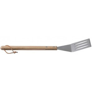 BBQ - Barbecue - Spatel met houten greep - Bruin / Zilver - RVS - 38.5 cm