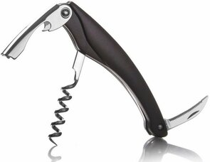 Vacu Vin Multifunctionele Kurkentrekker inclusief kelnermes - Zwart - RVS / Kunststof - 12 x 2 x 1 cm