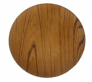 Decoratie bord met hout motief GERRIT - Lichtbruin / Zwart - Kunststof - Ø 32.5 cm