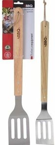 Buitenbarbecue / grill accessoire Spatel - Zilver / Bruin - RVS / Hout - 46 cm