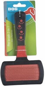 Pet Comfort Dierenborstel 2 in 1 - Rood / Zwart - Kunststof