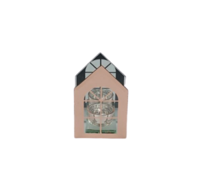 Theelichthouder huis FLEUR - Koper - Metaal / Glas - 25 x 25 x 21.5 cm - Waxinelichthouder – Waxinelicht – Gezellig – Sfeer – Kerst – Feestdagen – Licht – Wintertijd – Herfst – Thuis – Woonkamer – Interieur – Decoratie – Cadeau 