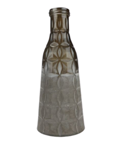 Bloemenvaas - Glas - Groen - Grijs - Relief - Ø 9 x h 25.5 cm