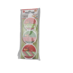 Kerst Washitape Rendier - Multicolor - Kunststof - Ø 4 cm - Set van 3