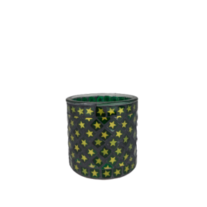 Theelichthouder sterretjes EMMA - Groen / Goud - Glas - Ø 10 x h 9.5 cm
