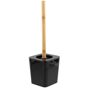 Bamboe Toiletborstel ARTHUR - Zwart / Bruin - Kunststof / Bamboe - 9 x 9 x 40 cm - WC borstel in houder