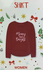 Kerst t-shirt met lange mouwen - Donker Rood - Vrouw - Medium