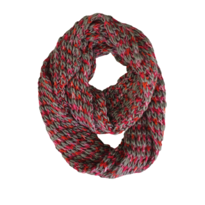 Loop Sjaal RITA - Rood / Grijs - Dames - Polyester / Acryl