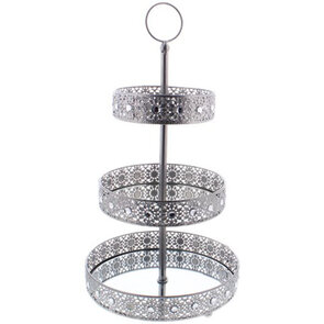 Etagere 3 lagen / Presenteerschaal - Zilver- 26 x 50 cm