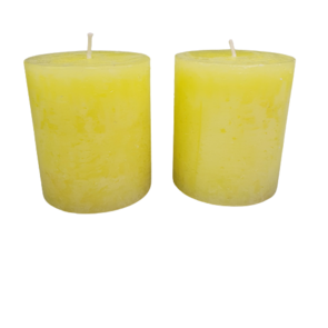 Kaars rustiek BAILEY - Lichtgeel - Paraffine - Ø 6.5 cm x h 8 cm - Set van 2