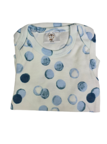 Baby romper blauwe stippen - Wit / blauw - Katoen - Maat 56 / 62