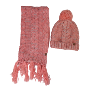 Muts en Sjaal Set - ANNA - Roze - Vrouwen