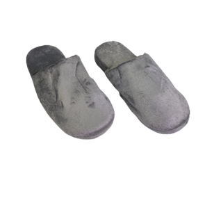 Model laag pantoffels velvet look - Donkergrijs - Maat 42 / 43