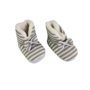 Baby Pantoffel Gestreept - Bruin / Grijs / Wit - Maat 18 / 19