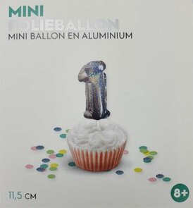 Folieballon / Cijferballon - Zilver - Getal 1 - 11,5 cm